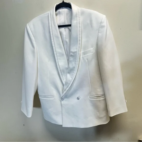 Oscar De La Renta Formal Double Breasted White Blazer